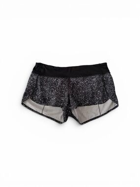 Lululemon Speed Up Womens Size 8 Shorts Lined Black White Print